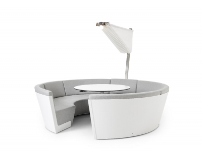 Зонт дизайнерский с подсветкой Ø3.3 м Extremis Kosmos Round + LED Light сталь, полиэстер белый Фото 30