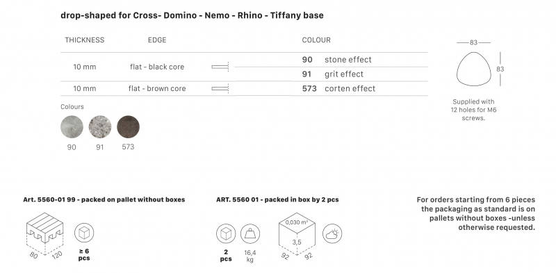 Столешница каплевидная Compact Laminate для подстолья Nemo, Domino, Tiffany, Cross, Rhino