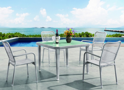 Комплект плетеной мебели JOYGARDEN Miami алюминий, искусственный ротанг светло-серый Фото 1