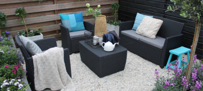 Комплект пластиковой мебели Keter Corona set with cushion box пластик с имитацией плетения графит Фото 2