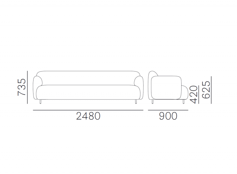 Диван трехместный мягкий Buddy Sofa