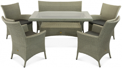 Комплект плетеной мебели ReeHouse Kipr алюминий, искусственный ротанг, оксфорд, стекло лунный свет, темно-серый Фото 2