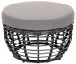Пуф плетеный с подушкой ReeHouse Lotus алюминий, искусственный ротанг, олефин черный металлик, серый Фото 1