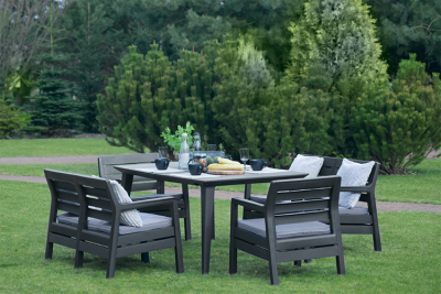 Комплект пластиковой мебели Keter Delano set with Lima table 160 полипропилен графит, серый Фото 2