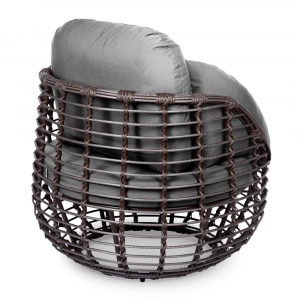 Кресло плетеное с подушками ReeHouse Lotus алюминий, искусственный ротанг, олефин шоколад металлик, серый Фото 6