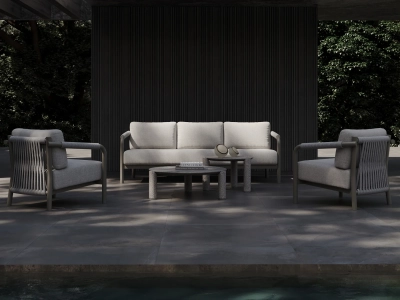 Кресло плетеное мягкое SNOC Lorvain Silver алюминий, роуп, олефин серебряный, светло-серый Фото 6