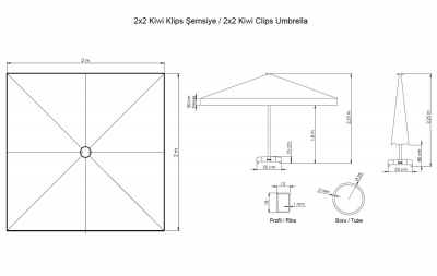 Зонт профессиональный THEUMBRELA SEMSIYE EVI Kiwi Clips алюминий, акрил Фото 2