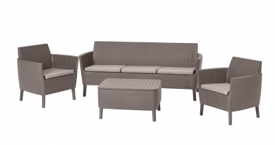 Комплект пластиковой мебели Keter Salemo 3 seater set пластик с имитацией плетения капучино, песочный Фото 1