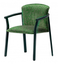 Кресло деревянное с подушкой PEDRALI Lamorisse Wood ясень, ткань черный ясень, зеленый Фото 1