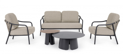 Комплект металлической лаунж мебели Garden Relax Edvige алюминий, роуп, олефин антрацит Фото 8