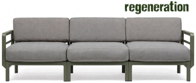 Диван пластиковый с подушками Nardi Maximo 3 стеклопластик, Sunbrella кактус, лава Фото 1