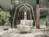 Лаунж-диван подвесной Robertirattan Gravity нержавеющая сталь, канат, ткань шампань Фото 5