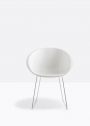 Кресло с обивкой на полозьях PEDRALI Gliss сталь, технополимер, натуральная кожа белый Фото 5