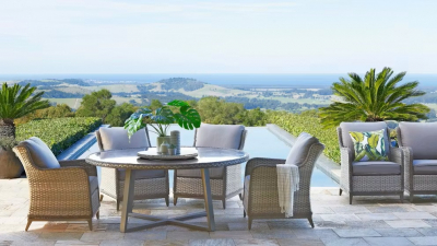 Стол плетеный обеденный со стеклом Tagliamento Orlando алюминий, искусственный ротанг, стекло Фото 4