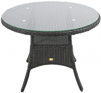 Стол плетеный обеденный ReeHouse Kipr алюминий, искусственный ротанг, стекло венге Фото 1