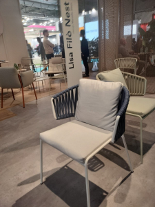 Кресло плетеное с подушкой Scab Design Lisa Filo Nest сталь, роуп, ткань sunbrella лен, полуночный, лед Фото 13