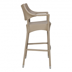 Кресло барное плетеное JANUS et Cie Amari алюминий, искусственный ротанг палладиевый саржевый Фото 3