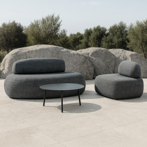 Комплект мягкой мебели Grattoni Rock алюминий, олефин черный, темно-серый Фото 5