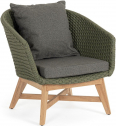Кресло плетеное с подушкой Garden Relax Coachella тик, роуп, олефин натуральный, зеленый Фото 1