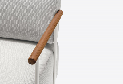 Диван двухместный с левым подлокотником PEDRALI Arki-Sofa сталь, алюминий, тик, ткань белый, серый Фото 5