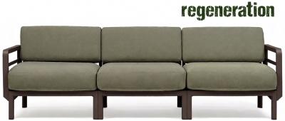 Диван пластиковый с подушками Nardi Maximo 3 стеклопластик, Sunbrella терра, тимьян Фото 1