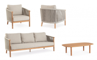 Комплект лаунж мебели Garden Relax Apollus алюминий, тик, роуп, олефин натуральный Фото 6