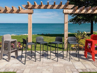 Комплект пластиковых полубарных стульев Nardi Lido Mini Set 4 стеклопластик тортора Фото 7