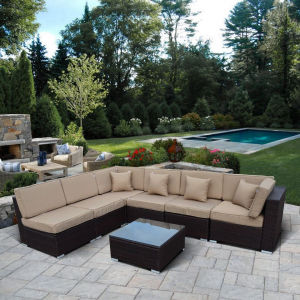 Комплект плетеной мебели Afina YR822-W53 Old Brown искусственный ротанг, сталь коричневый, бежевый Фото 5
