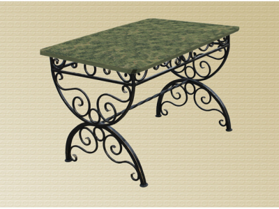 Стол кованый прямоугольный M-Furniture металл, мрамор зеленый Фото 1