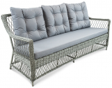 Диван трехместный плетеный с подушками ReeHouse Impero алюминий, искусственный ротанг, олефин лунный свет, серый Фото 1