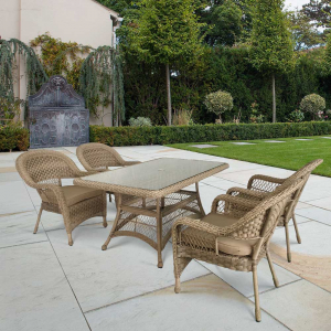 Комплект плетеной мебели Afina T130Bg/Y130Bg-150x90 Beige/Beige 4Pcs искусственный ротанг, сталь бежевый Фото 3