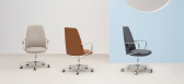 Кресло офисное на колесах PEDRALI Elinor алюминий, кожа, пенополиуретан полированный алюминиевый, бежевый Фото 9