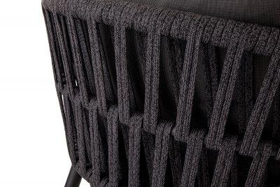 Кресло плетеное с подушкой Grattoni Tahiti алюминий, роуп, текстилен черный, темно-серый, черный Фото 27