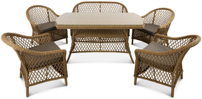 Комплект плетеной мебели ReeHouse Nova алюминий, искусственный ротанг, олефин, стекло американский орех, серый Фото 2