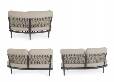 Диван модульный угловой с подушками Garden Relax Helios алюминий, роуп, олефин антрацит Фото 6