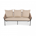 Диван трехместный плетеный с подушками ReeHouse Patio алюминий, искусственный ротанг, олефин черный, ирбис, бежевый Фото 8