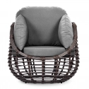 Кресло плетеное с подушками ReeHouse Lotus алюминий, искусственный ротанг, олефин шоколад металлик, серый Фото 5