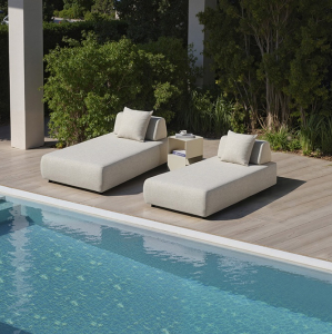 Шезлонг-лежак мягкий Grattoni Geometry алюминий, олефин конопляный Фото 7