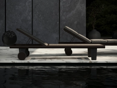 Шезлонг-лежак с матрасом SNOC Sestri Terra алюминий, тик, олефин коричневый Фото 5