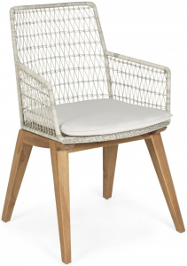 Кресло плетеное с подушкой Garden Relax Mauren тик, искусственный ротанг, sunbrella белый Фото 1