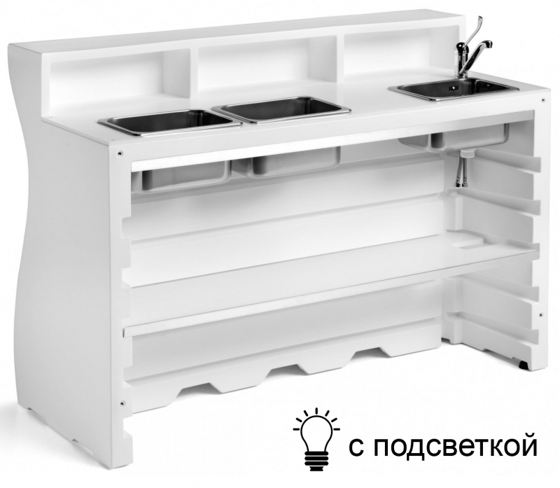Стойка светящаяся барная с мойкой и ящиками для льда Bartolomeo