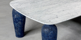 Стол обеденный дизайнерский Gervasoni Mone 33 мрамор, керамика белый, синий Фото 3