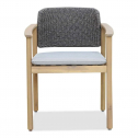 Кресло деревянное с подушкой Tagliamento Freeport акация, роуп, ткань песочный, угольный, серый Фото 5