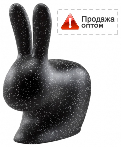 Стул пластиковый детский Qeeboo Rabbit Baby Dots полиэтилен черный, белый Фото 1