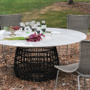 Стол плетеный обеденный JANUS et Cie Vino алюминий, искусственный ротанг, мрамор лавовый, белый Фото 5