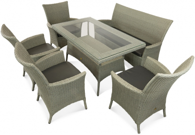 Комплект плетеной мебели ReeHouse Kipr алюминий, искусственный ротанг, оксфорд, стекло лунный свет, темно-серый Фото 1