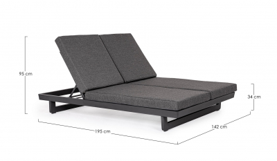 Лаунж-лежак двухместный Garden Relax Infinity алюминий, олефин антрацит, темно-серый Фото 2