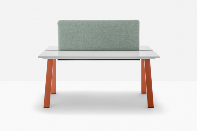 Стол ламинированный с перегородкой PEDRALI Arki-Table Desk сталь, ЛДСП, ткань белый Фото 5