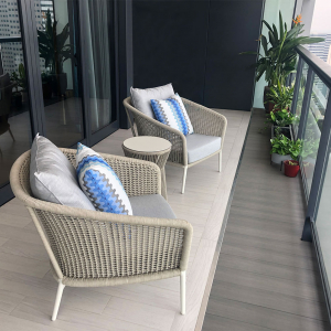 Кресло плетеное с подушками JANUS et Cie Knot алюминий, роуп, акрил окаменелость Фото 12