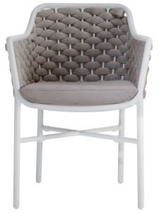 Кресло плетеное с подушкой Grattoni Panama алюминий, роуп, текстилен белый, бежевый, шампанское Фото 1